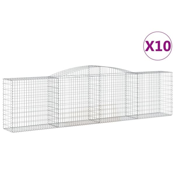 Gabioner bågformade 10 st 400x50x100/120 cm galvaniserat järn