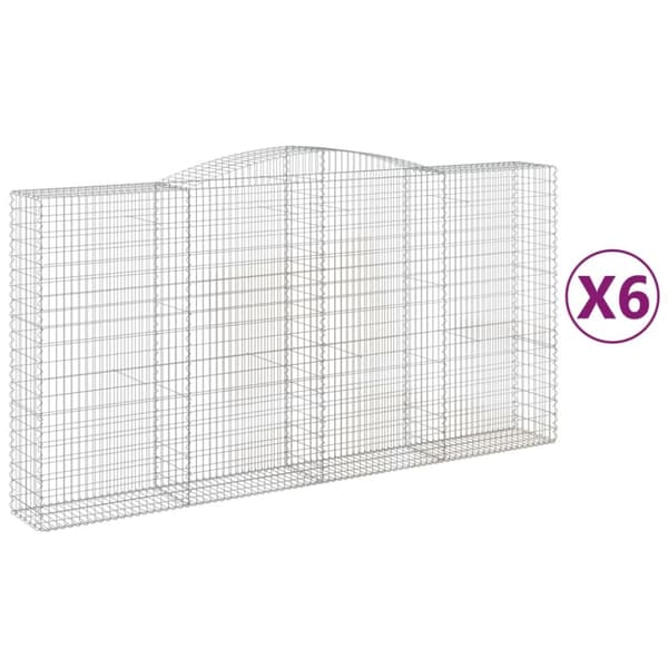 Gabioner bågformade 6 st 400x50x200/220 cm galvaniserat järn