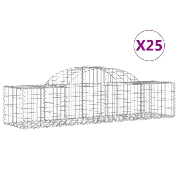 Gabioner bågformade 25 st 200x50x40/60 cm galvaniserat järn