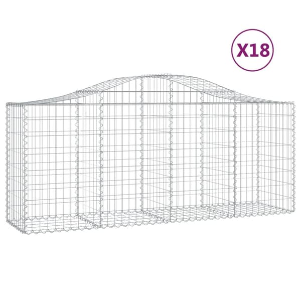 Gabioner bågformade 18 st 200x50x80/100 cm galvaniserat järn