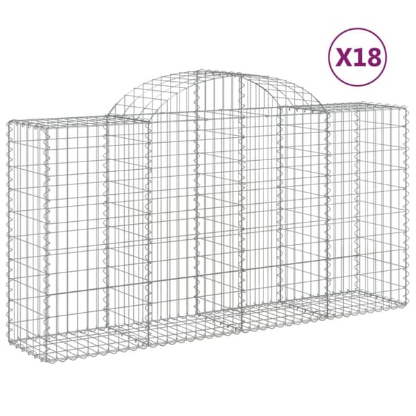 Gabioner bågformade 18 st 200x50x100/120 cm galvaniserat järn