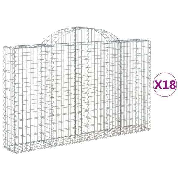 Gabioner bågformade 18 st 200x30x120/140 cm galvaniserat järn