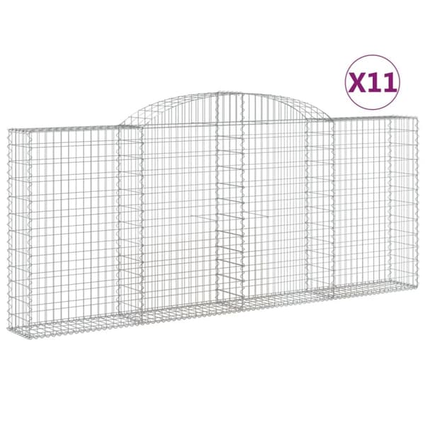Gabioner bågformade 11 st 300x30x120/140 cm galvaniserat järn