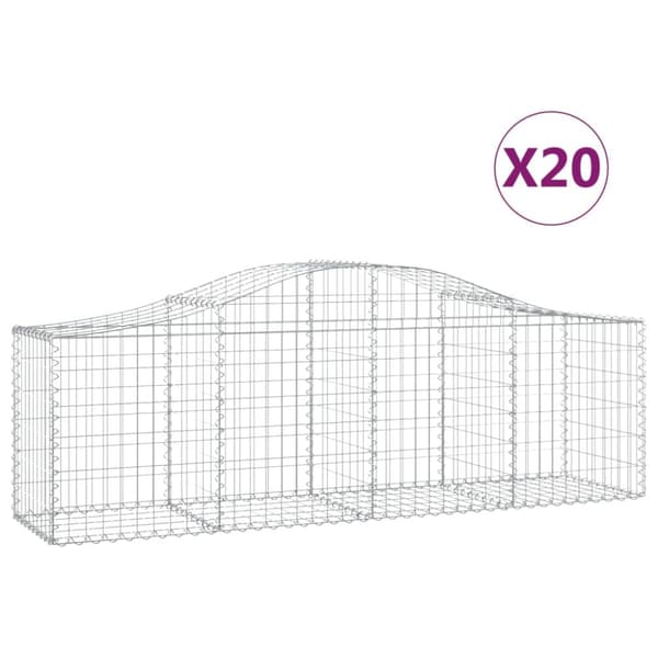 Gabioner bågformade 20 st 200x50x60/80 cm galvaniserat järn