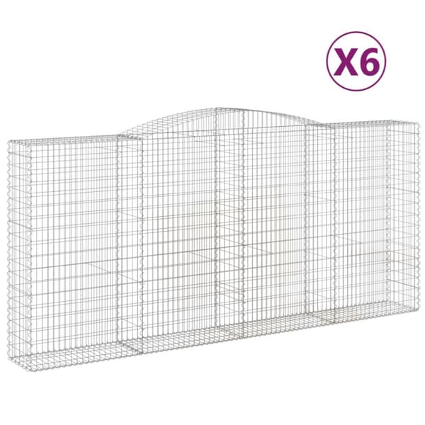 Gabioner bågformade 6 st 400x50x180/200 cm galvaniserat järn