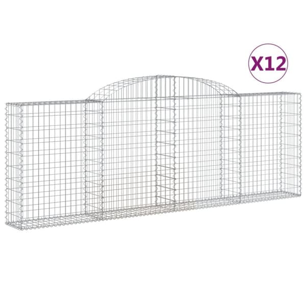Gabioner bågformade 12 st 300x30x100/120 cm galvaniserat järn