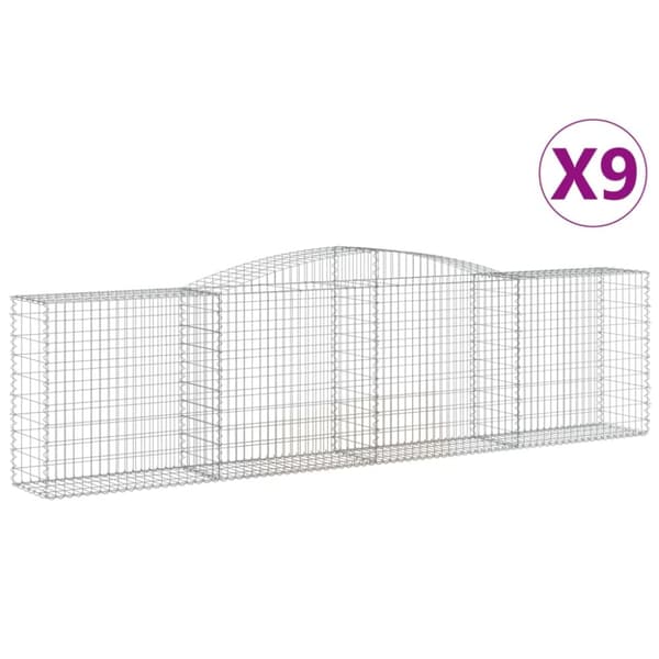 Gabioner bågformade 9 st 400x50x100/120 cm galvaniserat järn