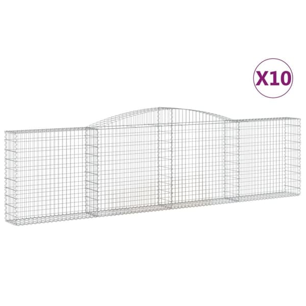 Gabioner bågformade 10 st 400x30x100/120 cm galvaniserat järn