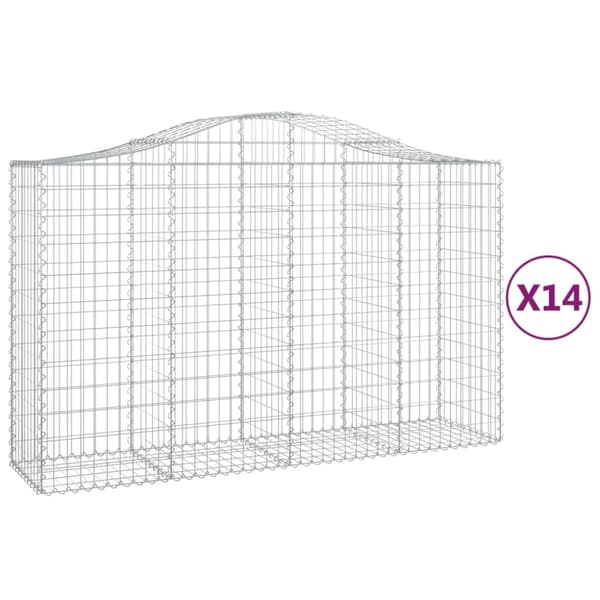 Gabioner bågformade 14 st 200x50x120/140 cm galvaniserat järn