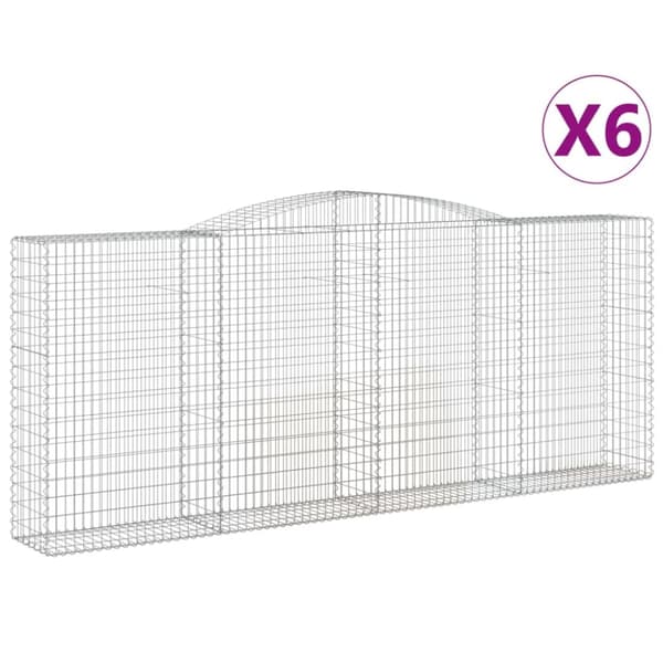 Gabion bågformad 6 st 400x50x160/180 cm galvaniserat järn
