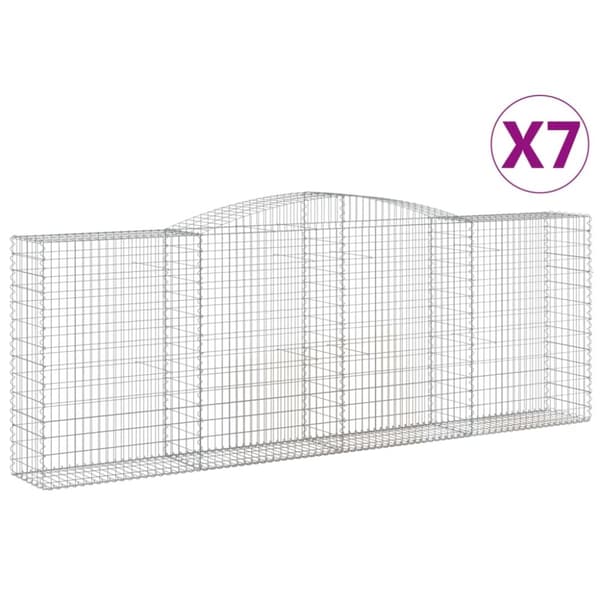 Gabioner bågformade 7 st 400x50x140/160 cm galvaniserat järn