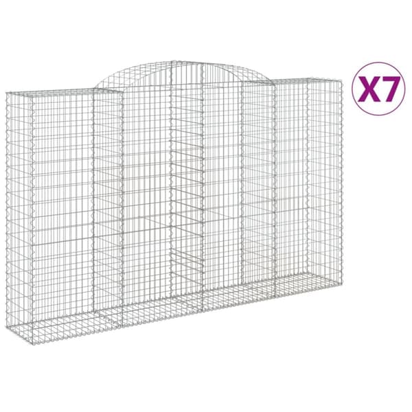 Gabioner bågformade 7 st 300x50x180/200 cm galvaniserat järn