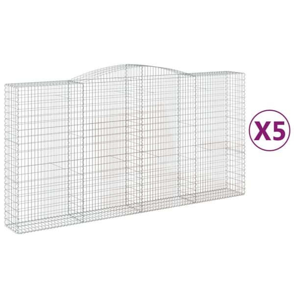 Gabioner bågformade 5 st 400x50x200/220 cm galvaniserat järn
