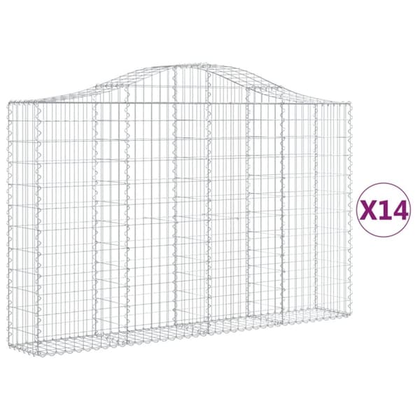 Gabioner bågformade 14 st 200x30x120/140 cm galvaniserat järn