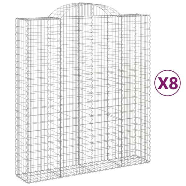 Gabioner bågformade 8 st 200x50x220/240 cm galvaniserat järn