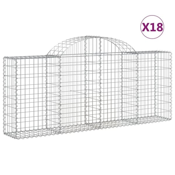 Gabioner bågformade 18 st 200x30x80/100 cm galvaniserat järn