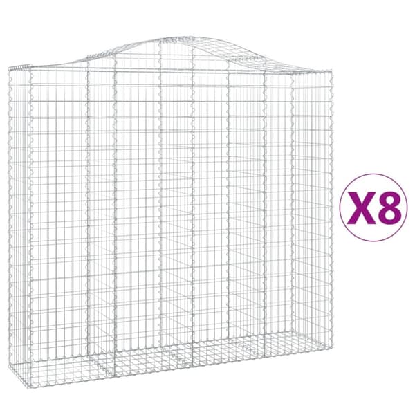 Gabioner bågformade 8 st 200x50x180/200 cm galvaniserat järn