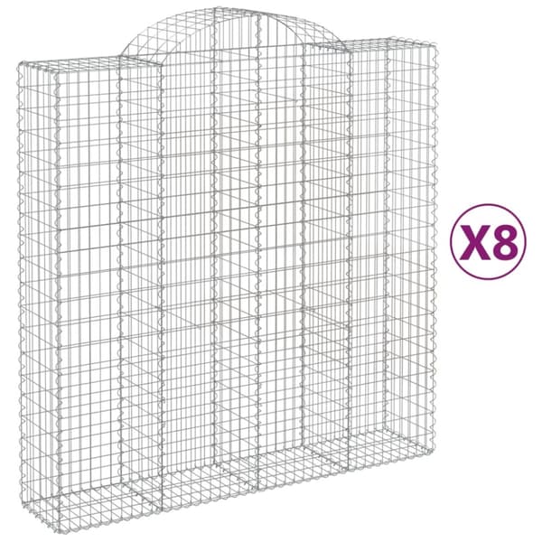 Gabioner bågformade 8 st 200x50x200/220 cm galvaniserat järn