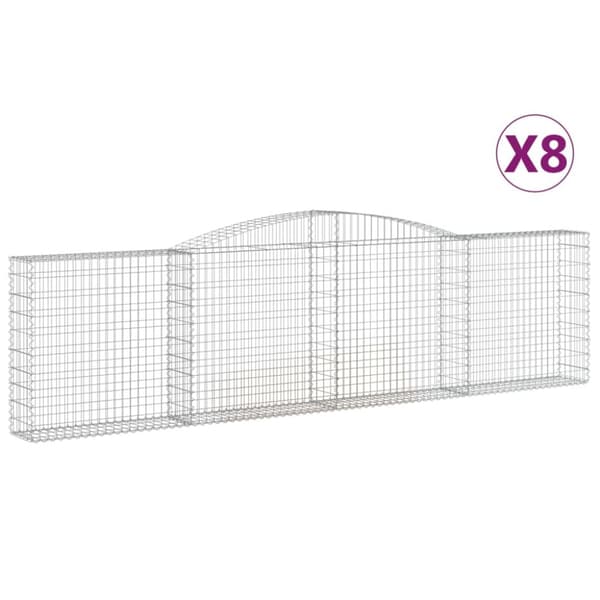 Gabioner bågformade 8 st 400x30x100/120 cm galvaniserat järn
