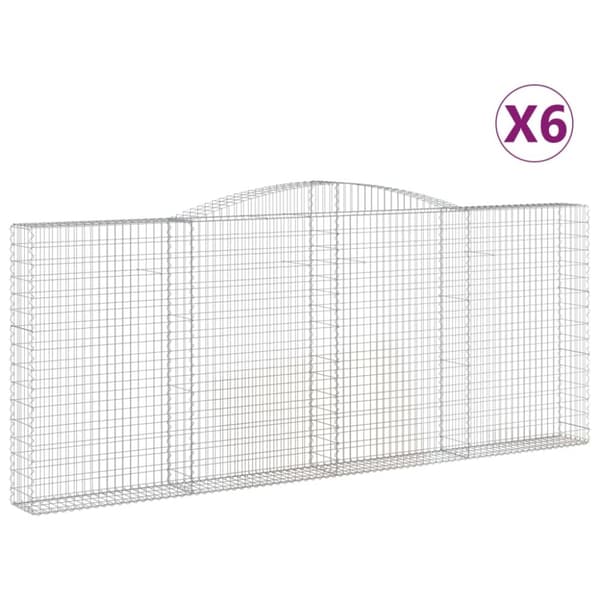 Gabion bågformad 6 st 400x30x160/180 cm galvaniserat järn