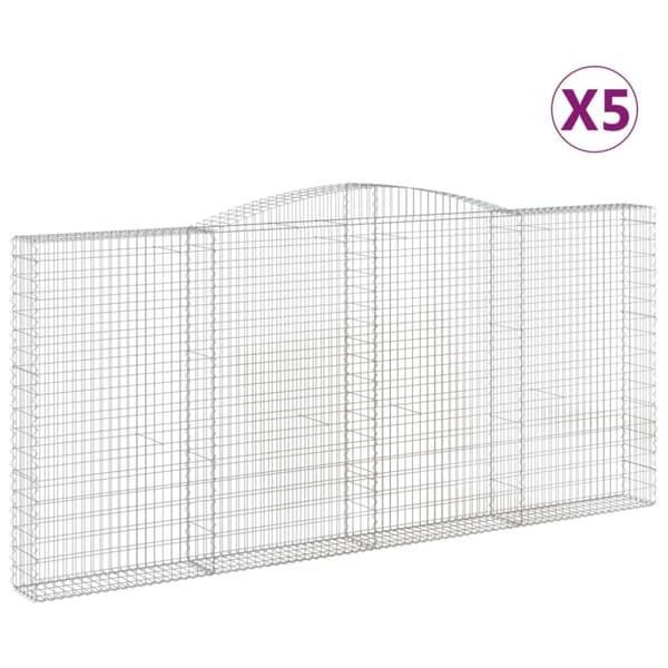 Gabioner bågformade 5 st 400x30x180/200 cm galvaniserat järn