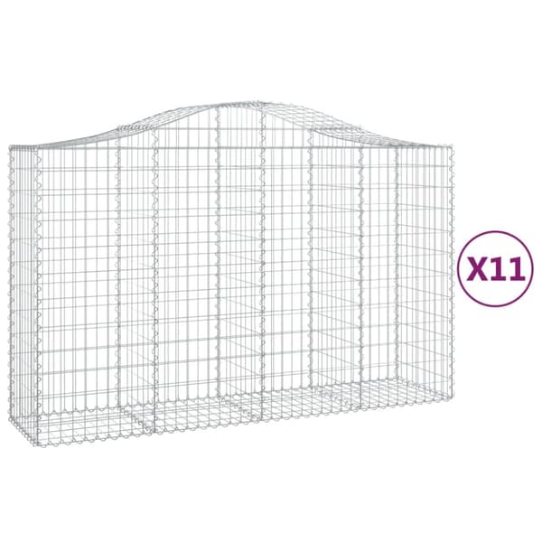 Gabioner bågformade 11 st 200x50x120/140 cm galvaniserat järn