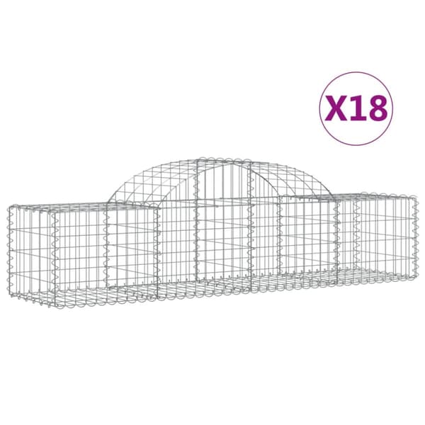 Gabioner bågformade 18 st 200x50x40/60 cm galvaniserat järn
