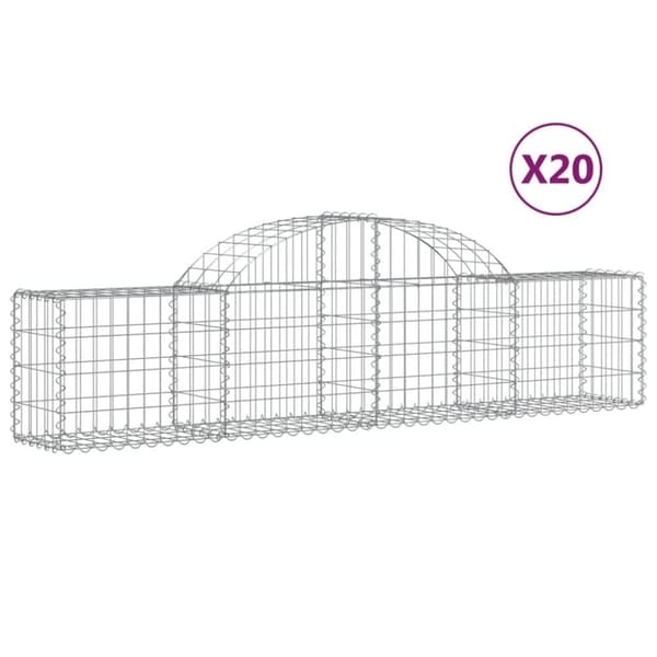 Gabion bågformad 20 st 200x30x40/60 cm galvaniserat järn