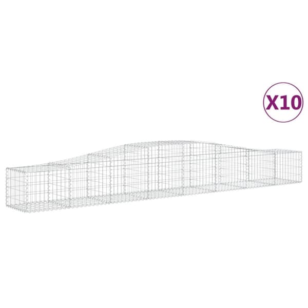 Gabioner bågformade 10 st 400x50x40/60 cm galvaniserat järn
