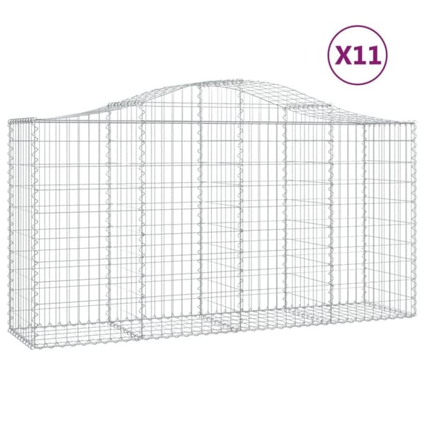 Gabioner bågformade 11 st 200x50x100/120 cm galvaniserat järn