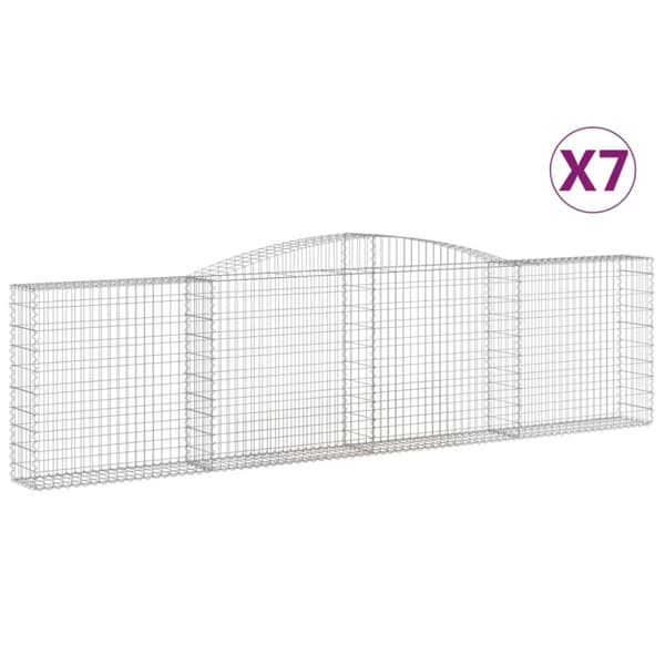 Gabioner bågformade 7 st 400x30x100/120 cm galvaniserat järn