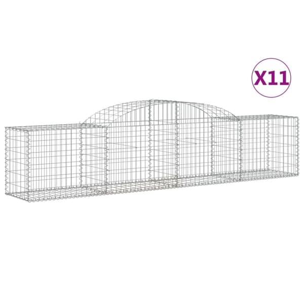 Gabioner bågformade 11 st 300x50x60/80 cm galvaniserat järn