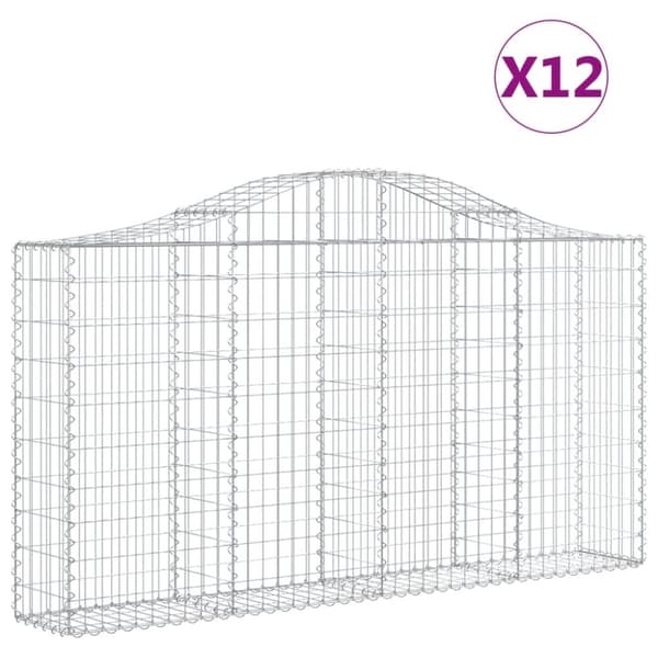 Gabioner bågformade 12 st 200x30x100/120 cm galvaniserat järn