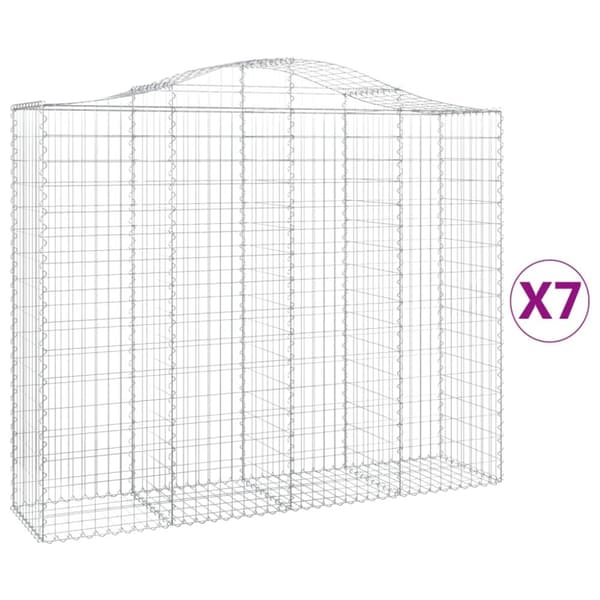 Gabioner bågformade 7 st 200x50x160/180 cm galvaniserat järn