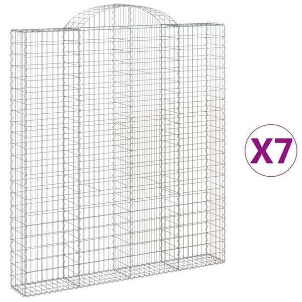 Gabioner bågformade 7 st 200x30x220/240 cm galvaniserat järn