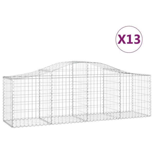 Gabioner bågformade 13 st 200x50x60/80 cm galvaniserat järn