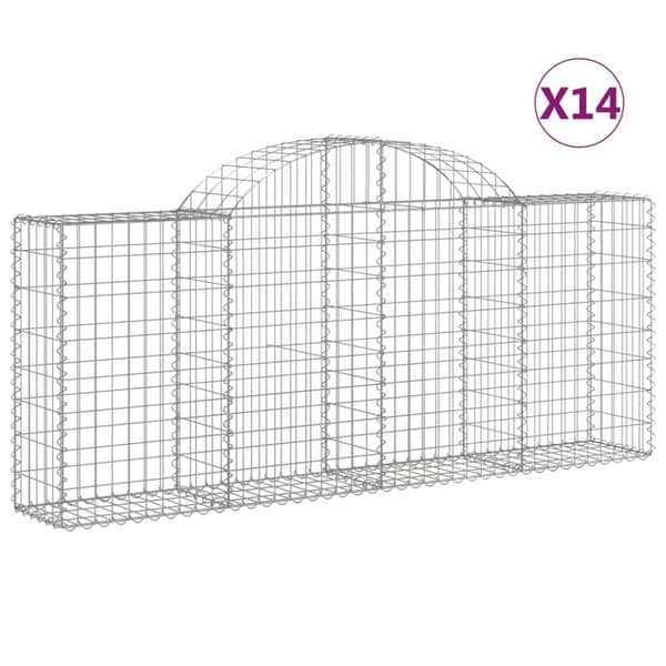 Gabioner bågformade 14 st 200x30x80/100 cm galvaniserat järn