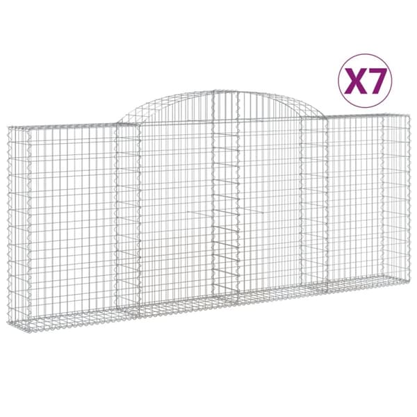 Gabioner bågformade 7 st 300x30x120/140 cm galvaniserat järn