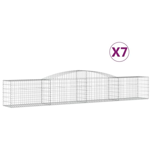 Gabioner bågformade 7 st 400x50x60/80 cm galvaniserat järn