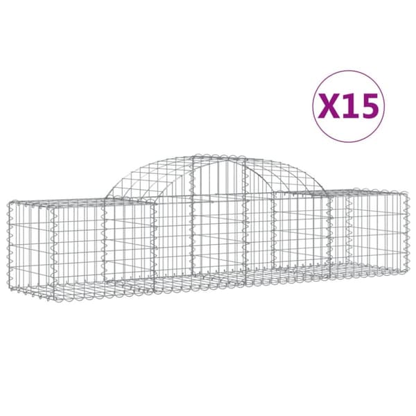 Gabioner bågformade 15 st 200x50x40/60 cm galvaniserat järn