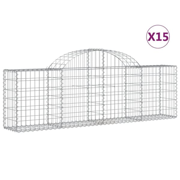 Gabioner bågformade 15 st 200x30x60/80 cm galvaniserat järn