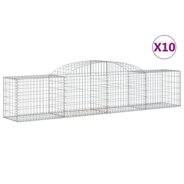 Gabioner bågformade 10 st 300x50x60/80 cm galvaniserat järn