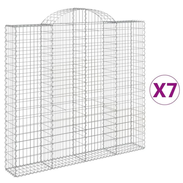 Gabioner bågformade 7 st 200x30x180/200 cm galvaniserat järn
