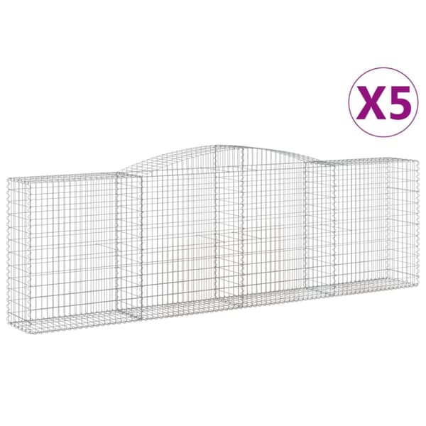Gabioner bågformade 5 st 400x50x120/140 cm galvaniserat järn