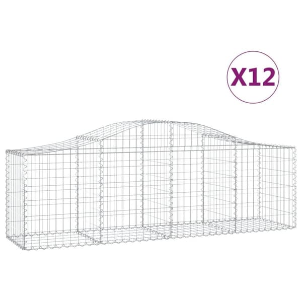 Gabioner bågformade 12 st 200x50x60/80 cm galvaniserat järn