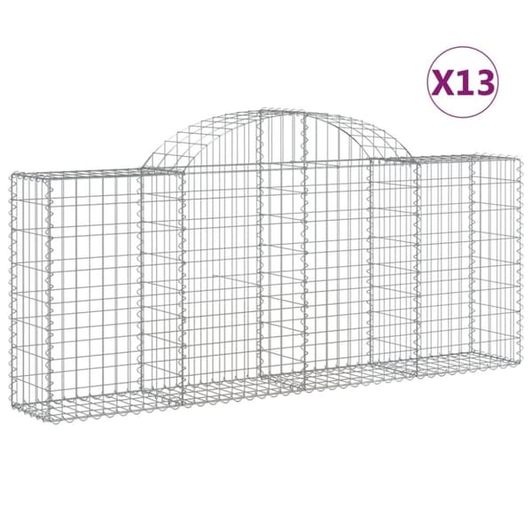 Gabioner bågformade 13 st 200x30x80/100 cm galvaniserat järn