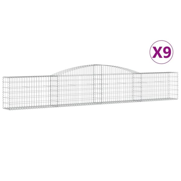 Gabioner bågformade 9 st 400x30x60/80 cm galvaniserat järn