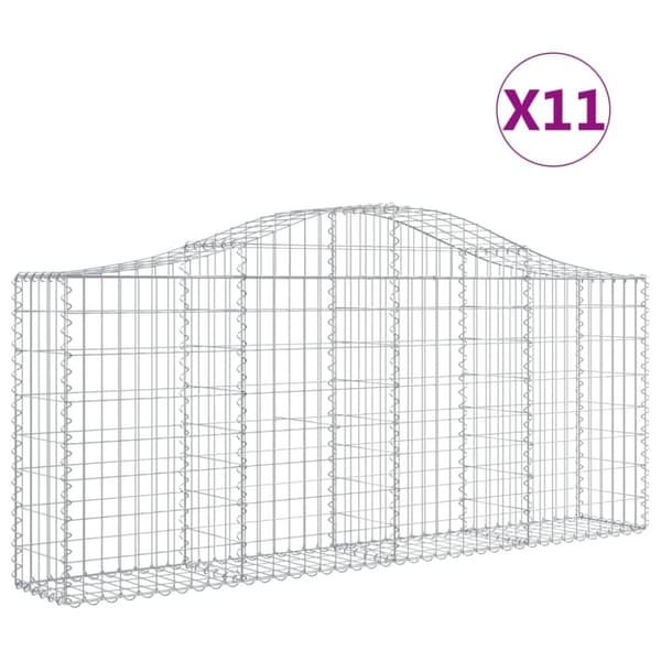Gabioner bågformade 11 st 200x30x80/100 cm galvaniserat järn