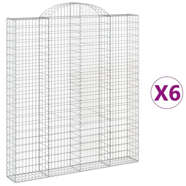 Gabioner bågformade 6 st 200x30x220/240 cm galvaniserat järn
