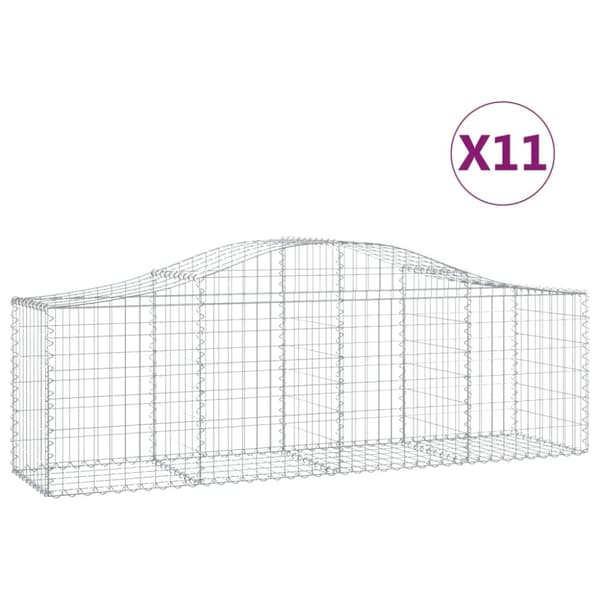 Gabioner bågformade 11 st 200x50x60/80 cm galvaniserat järn